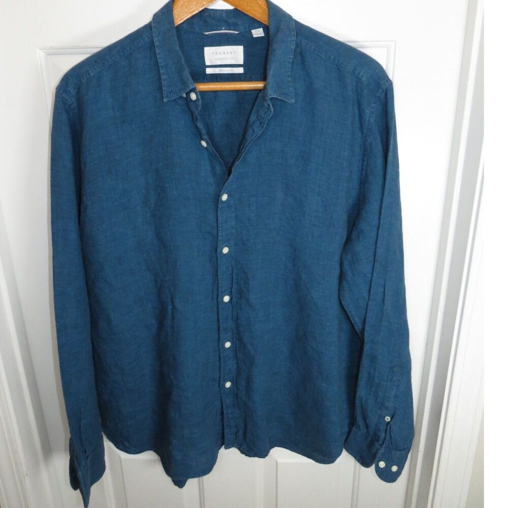 TRENERY French Linen Button Up Shirt Tailored Fit Men's Size XXXL